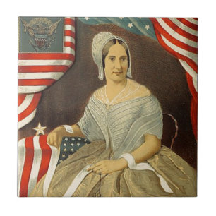 Carreau Betsy Ross Premier drapeau américain Vintage Portr