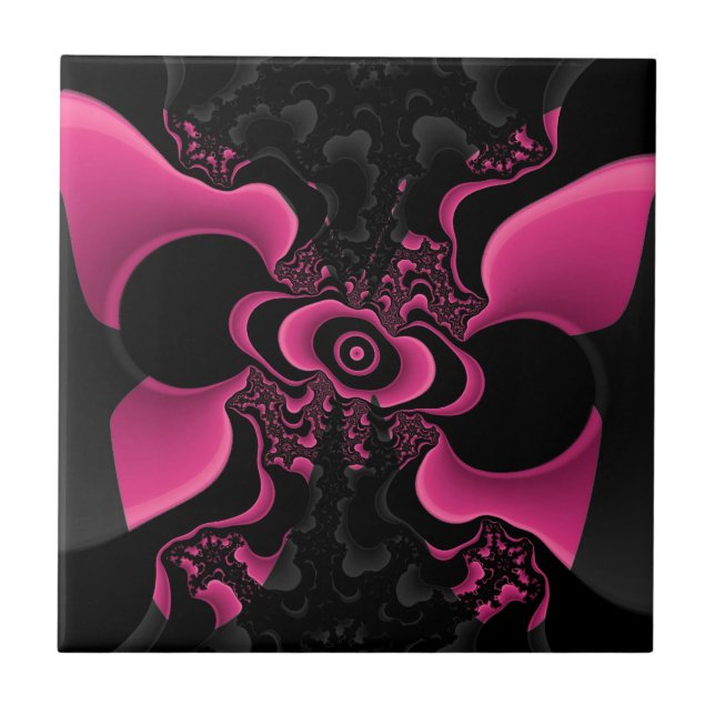 Carreau Beurre noir et rose Tuile fractale (Devant)