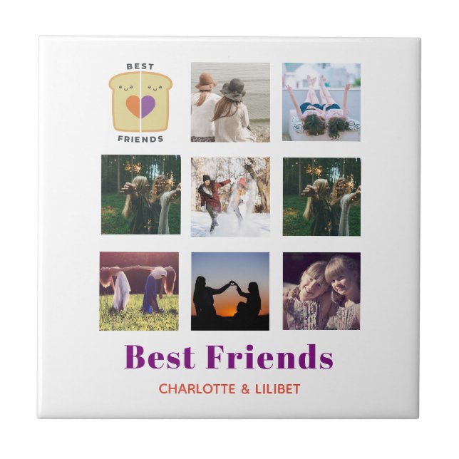 Carreau BFF Photo Collage Cadeau Peanutbeurre Jelly Sandwi (Devant)