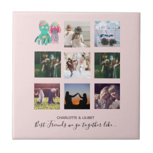 Carreau BFF Photo Collage Jellyfish Octopus Cadeau personn