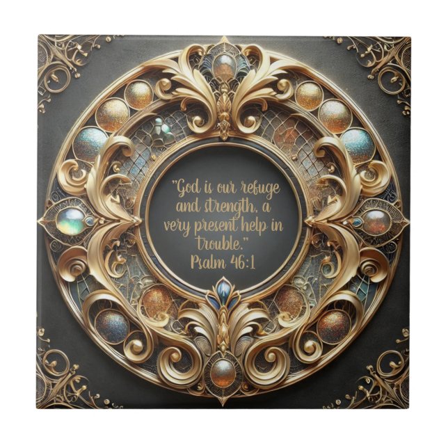 Carreau Bible Verse Orné de Métal et de Bijoux  (Devant)