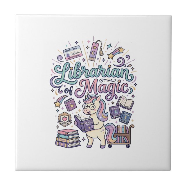 Carreau Bibliothécaire Licorne de Vêtements Imprimés Magiq (Devant)
