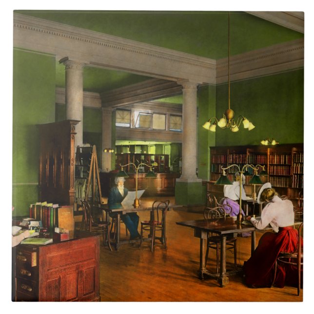 Carreau Bibliothèque - Lecture des adultes 1900 (Devant)