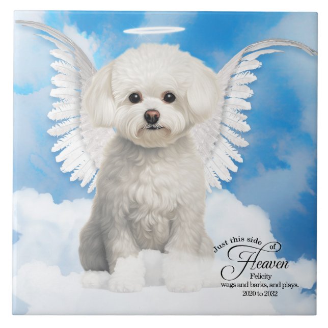 Carreau Bichon Frise Dog Angel Custom Pet Memorial (Devant)