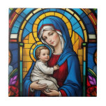 Carreau Bienheureuse Mère Marie et Bébé Jésus - Vierge Mar<br><div class="desc">"Bannière de la Dame de Grâce",  "mariée de la vierge chrétienne",  "décoration religieuse de christianisme catholique",  "décoration familiale de jésus christ",  "ornement religieux de la foi de pâques",  "jardin maternel béni",  "belle dame sainte",  "dame sacrée d'or bleu"</div>