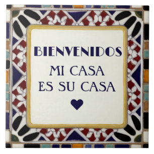 Carreau Bienvenidos Mi Casa Es Su Casa Mosaïque Colorée