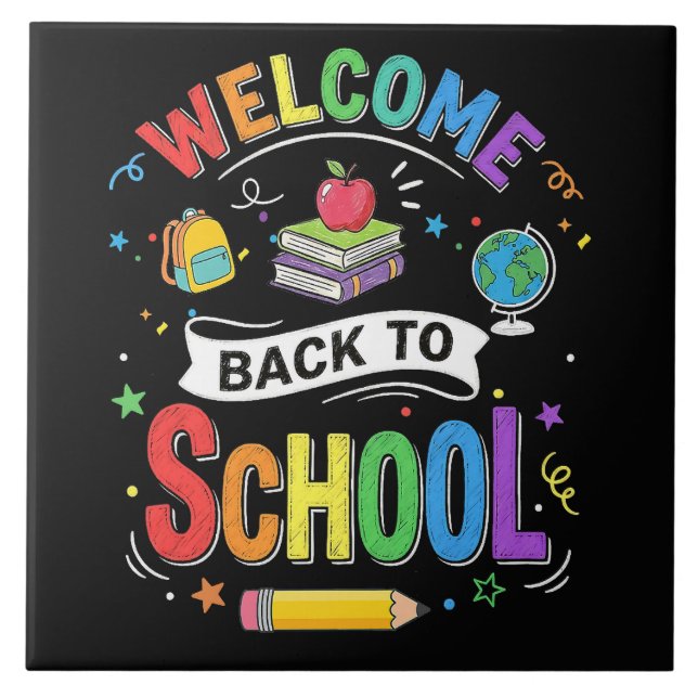 Carreau Bienvenue à l'école les enfants Enseignant Premier (Devant)