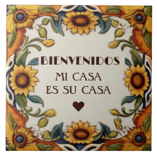 Carreau Bienvenue chez Mi Casa Es Su Casa Sunflowers Flora