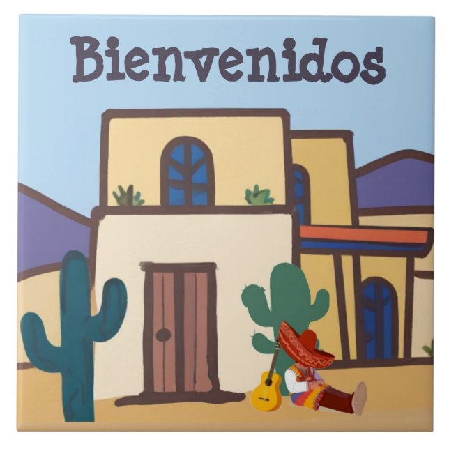 Carreau Bienvenue dans une maison en adobe du désert mexic (Devant)