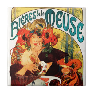Carreau Bière d'Alphonse Mucha de la tuile de Muse