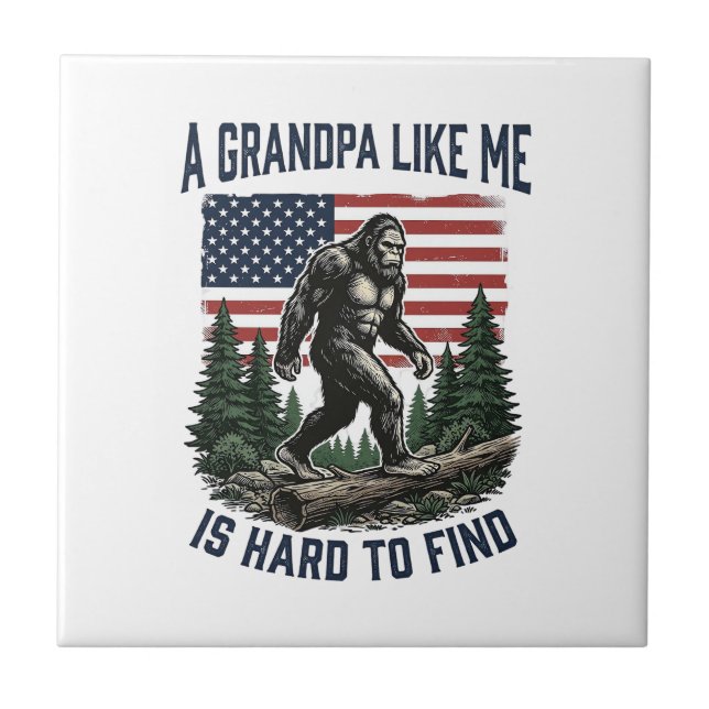 Carreau Bigfoot Grandpa Vintage American Flag Shirt Design (Devant)