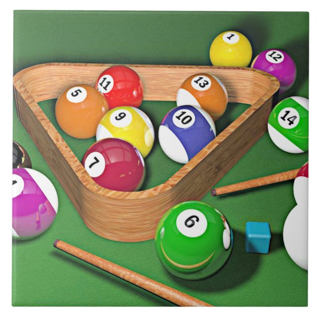 Carreau Billard, les accrocher, design coloré, (Devant)