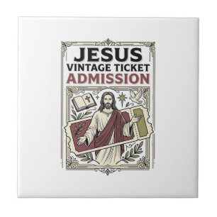 Carreau Billet d'admission vintage Jésus Billet d'admissio