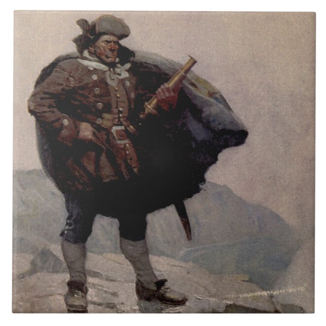 Carreau “Billy Bones” Peinture de pirate par NC Wyeth (Devant)
