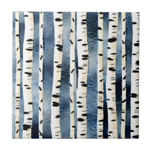 Carreau Birch tree bleu blanc noir transparent motif chic 