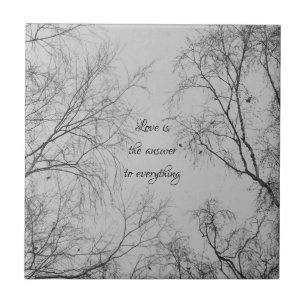 Carreau Birch Tree by Hiver avec un petit citation d'amour