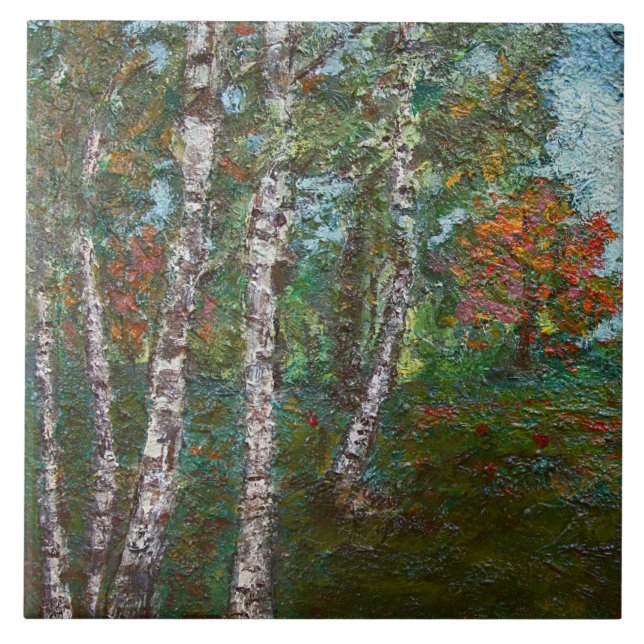 Carreau Birch Trees in a Romania Forest (par Kimon Loghi) (Devant)