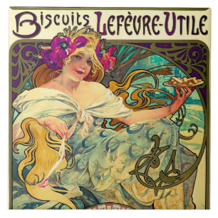 Carreau Biscuits Lefevre-Utile par Alphonse Mucha (1896)