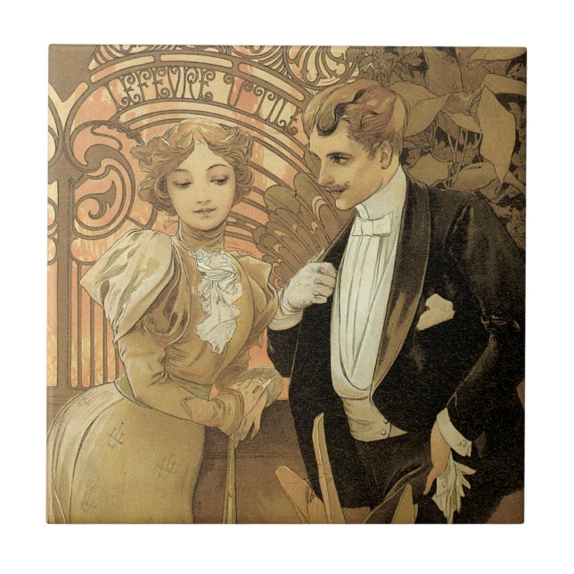 Carreau Biscuits vintages Art Nouveau Flirt, Alphonse Much (Devant)