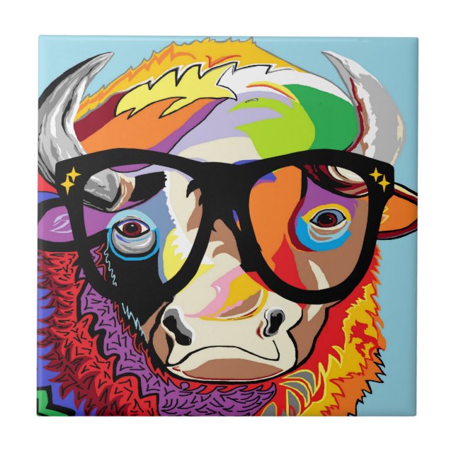 Carreau Bison "Buffalo " de hippie (Devant)