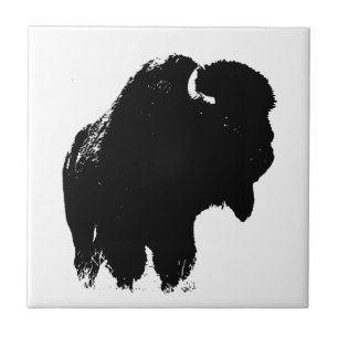 Carreau Bison de bison noir et blanc Pop Art
