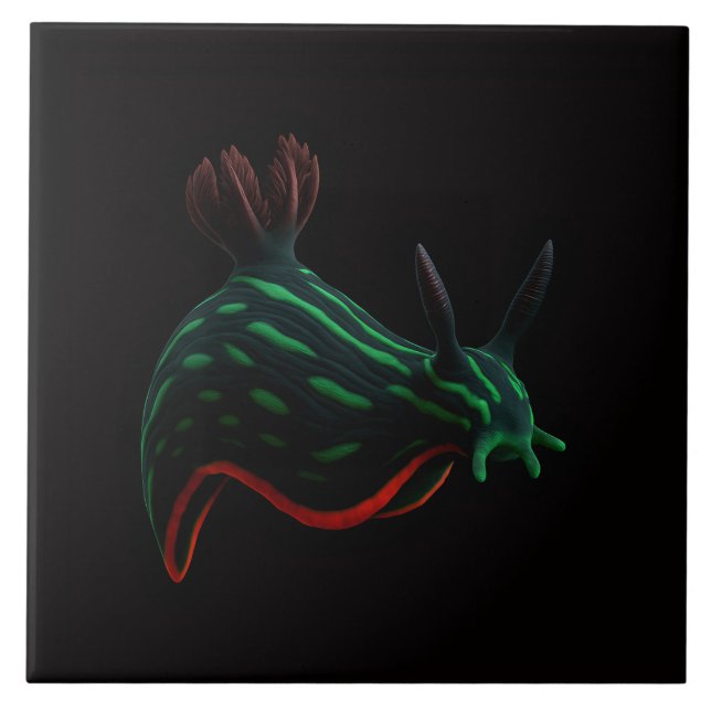 Carreau Black 4 Luxe avec limace de mer vert néon (Devant)