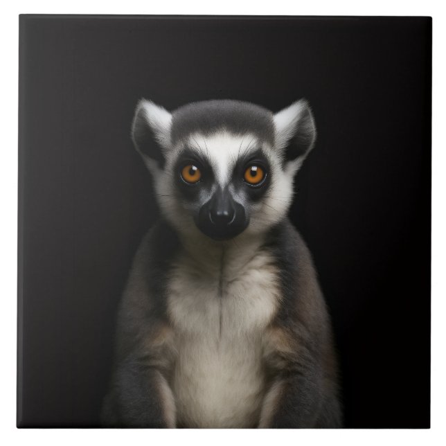 Carreau Black 4 Luxe Tile with Gentle Lemur (Devant)