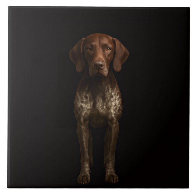 Carreau Black 4 Luxe Tile with German Pointer Dog (Devant)