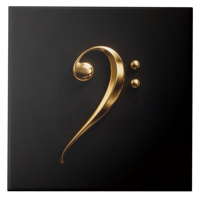 Carreau Black 4 Luxe Tile with Golden Bass Clef (Devant)