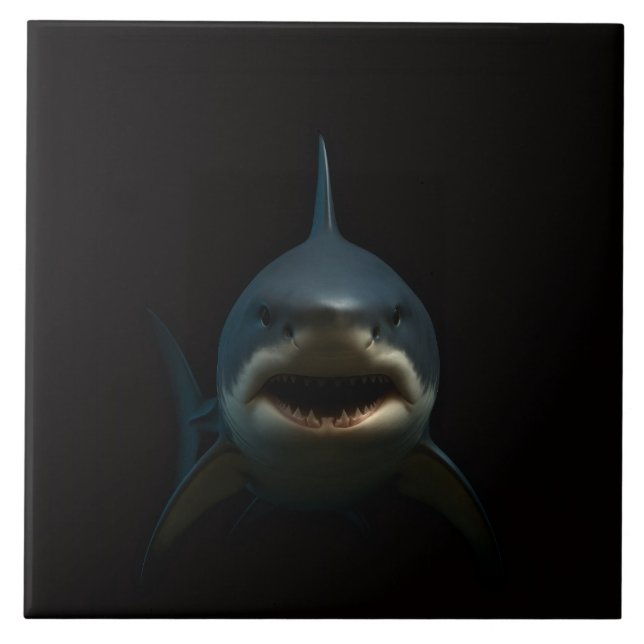 Carreau Black 4 Luxe Tile with Great White Shark (Devant)
