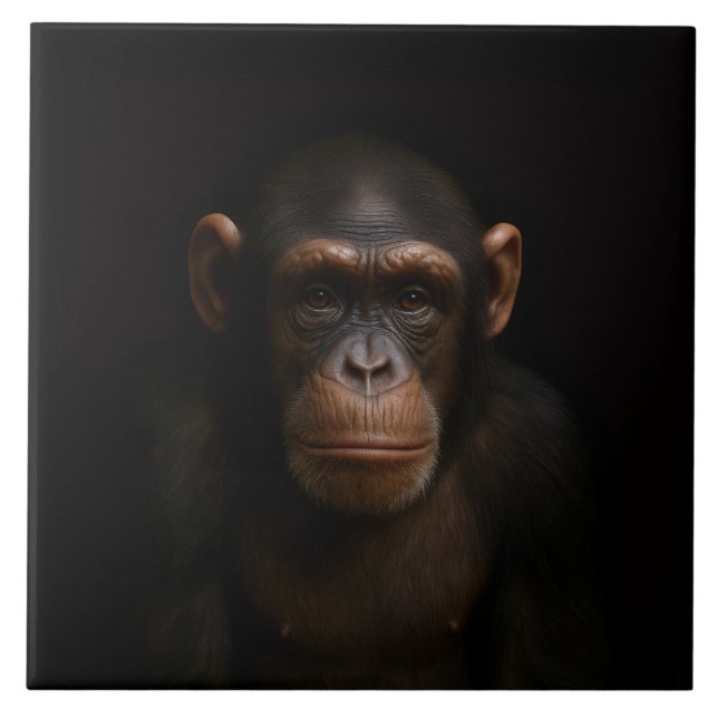 Carreau Black 4 Luxe Tile with Serene Chimpanzee (Devant)