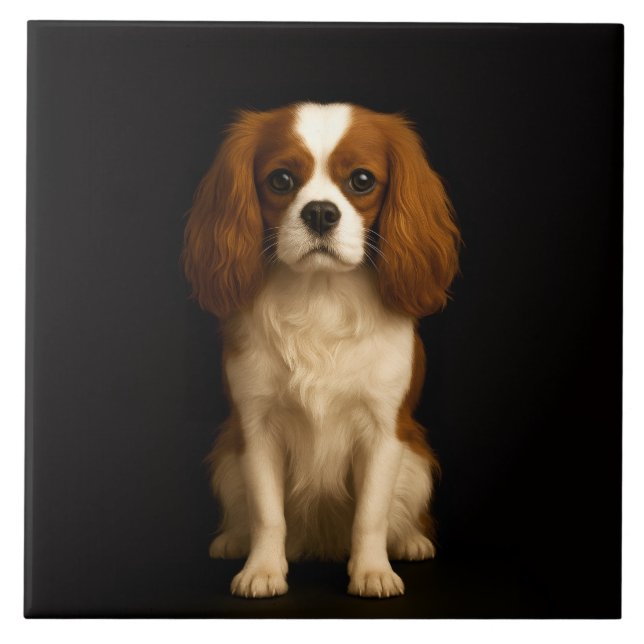 Carreau Black 4 Luxe Tile with Sweet Cavalier Spaniel (Devant)