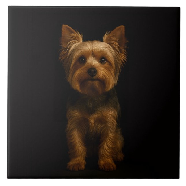 Carreau Black 4 Luxe Tile with Yorkshire Terrier (Devant)