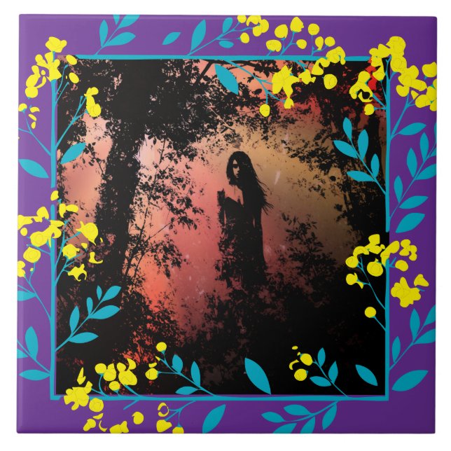 Carreau Black and White  Dark Fantasy art Tile (Devant)