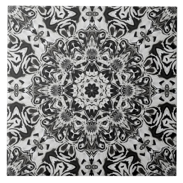 Carreau black and white intricate mandala pattern art (Devant)