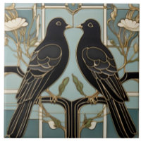 Black Bird Art Nouveau Bird pigeons de colombe Art