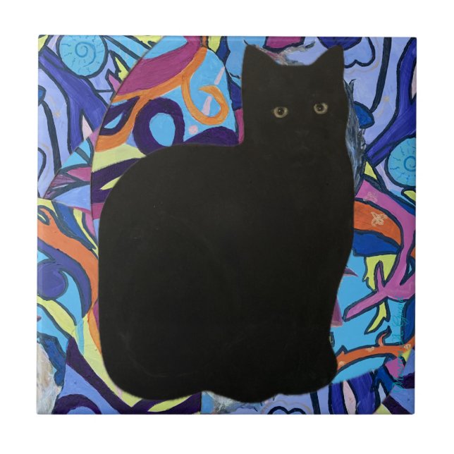 Carreau Black Cat Pet Vibe Maureen Girard Psychedelic (Devant)