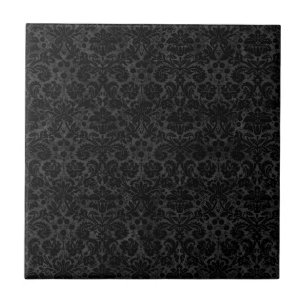 Carreau Black Charcoal Damask