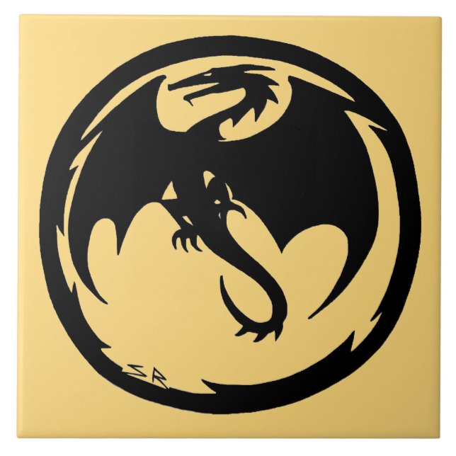 Carreau Black Dragon Gold grande tuile (Devant)