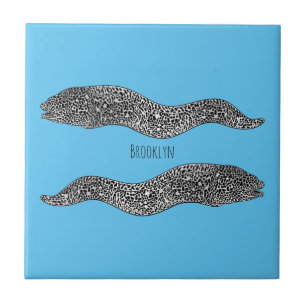 Carreau Black spotted moray eel cartoon