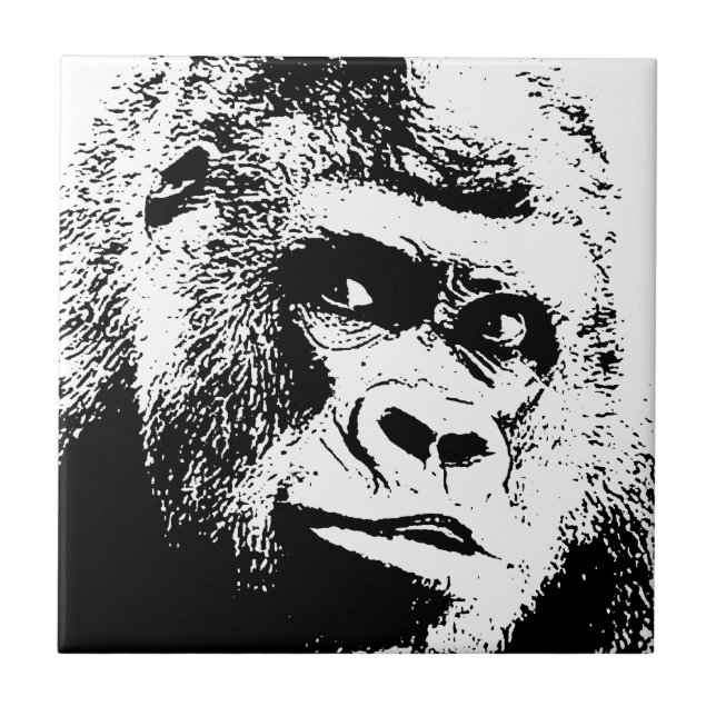 Carreau Black White Pop Art Gorilla (Devant)