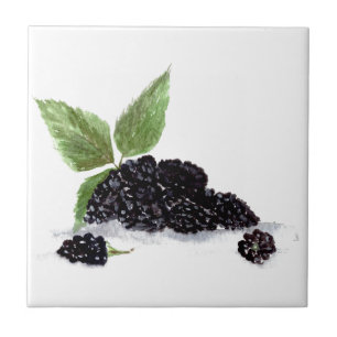 Carreau Blackberry Bramble mûres fruits aquarelle