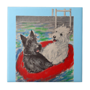 Carreau Blackie et Whitie sur un radeau