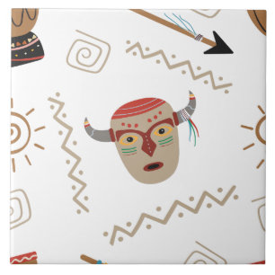 Carreau Blanc de masque amérindien