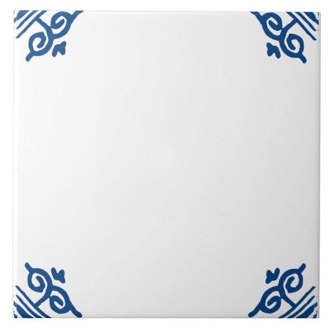 Carreau Blanc Delft Blue et Blanc Ox tête Corner Flourdiss (Devant)