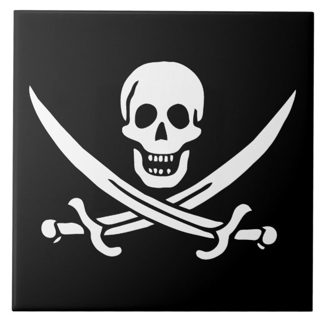 Carreau Blanc, Drapeau de pirate Calico Jack, Crâne et sab (Devant)