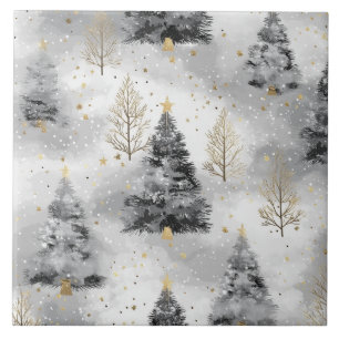 Carreau Blanc et doré Noël cosy