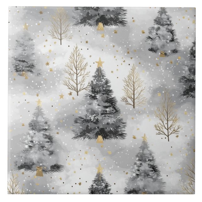 Carreau Blanc et doré Noël cosy  (Devant)
