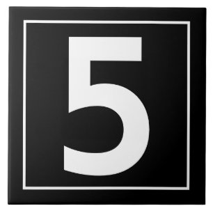 Carreau Blanc moderne simple sur la tuile noire de nombre