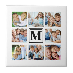 Carreau Blanc Noir 8 Famille Photo Collage Monogramme